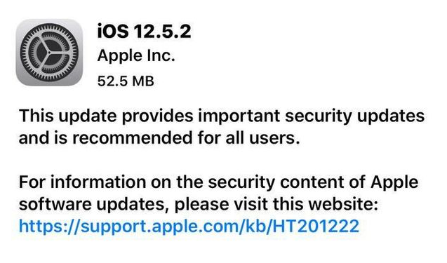 乌马河苹果手机维修分享iOS12.5.2发布，建议所有老苹果用户安装 